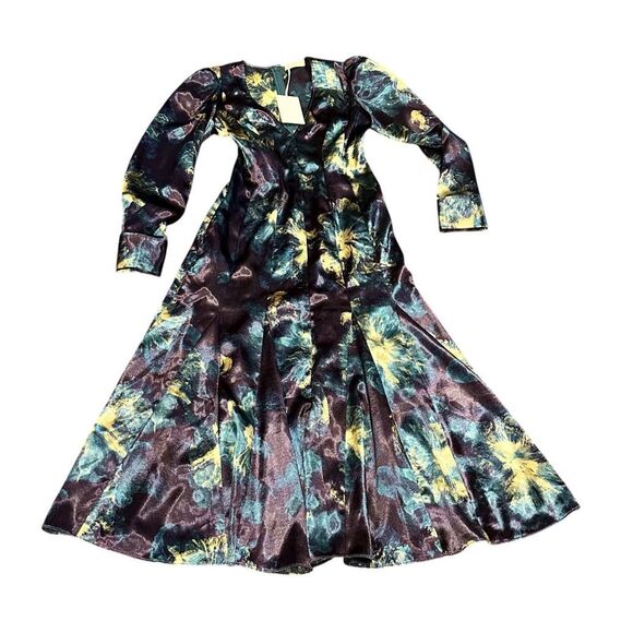 ULLA JOHNSON Acrou printed satin midi dress NWT Size 2 - Picture 5 of 10